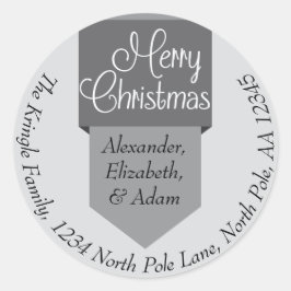 Silver Tab Merry kerstnaam & Address Sticker