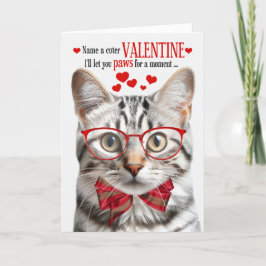 Silver Tabby Cat Feline Humor Valentijnsdag Feestdagen Kaart