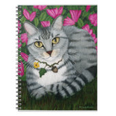 Silver Tabby Cat Garden Cat Art-laptop Notitieboek (Voorkant)