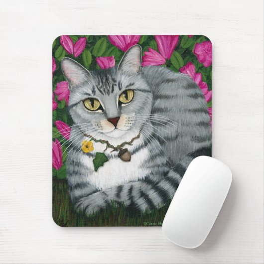 Silver Tabby Cat Garden Cat Mousepad Muismat (Met muis)
