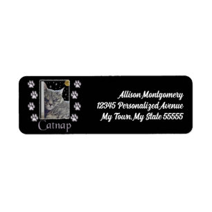 Silver Tabby Cat Lover Catnap Art Address Etiket