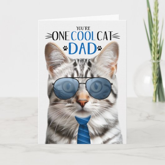 Silver Tabby Cat Vaderdag One Cool Cat Feestdagen Kaart (Voorkant)