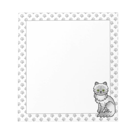 Silver Tabby Chinchilla Gray Persian Cat & Paws Notitieblok (Voorkant)
