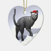 Silver Tabby Santa Claus Pet Keramisch Ornament (Links)