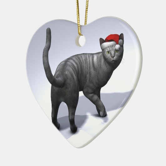 Silver Tabby Santa Claus Pet Keramisch Ornament (Links)