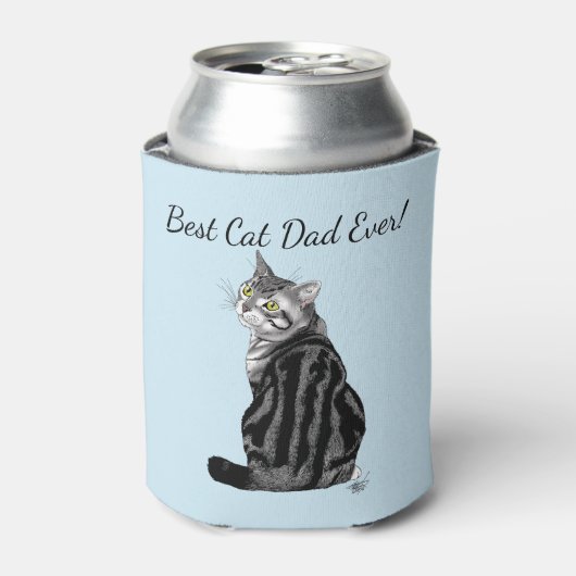 Silver Tabby Vaderdag Blikjeskoeler (Blikje Voorkant)