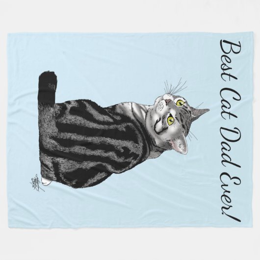 Silver Tabby Vaderdag Fleece Deken (Voorkant (Horizontaal))