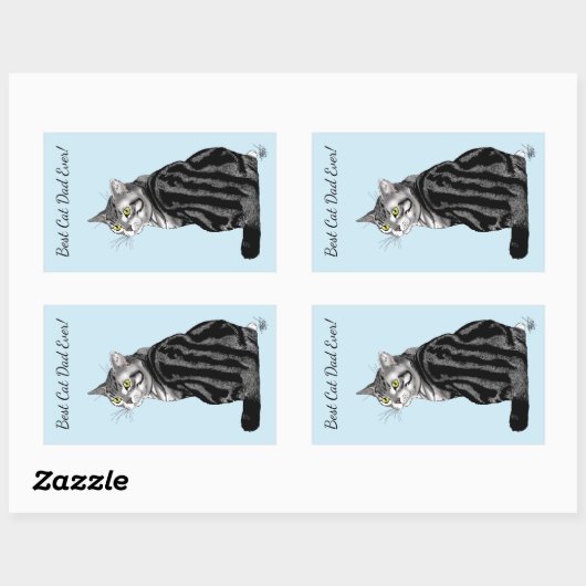 Silver Tabby Vaderdag Rechthoekige Sticker (Vel)
