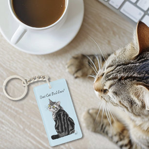 Silver Tabby Vaderdag Sleutelhanger