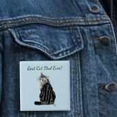 Silver Tabby Vaderdag Vierkante Button 5,1 Cm