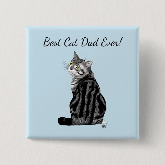 Silver Tabby Vaderdag Vierkante Button 5,1 Cm (Voorkant)