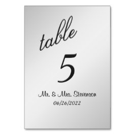 Silver Table Number Kaart
