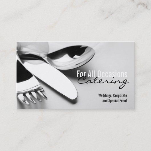 Silver Table Setting Catering Food Visitekaartje (Voorkant)