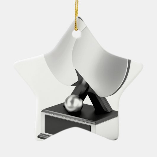 Silver table tennis trofee keramisch ornament (Voorkant)
