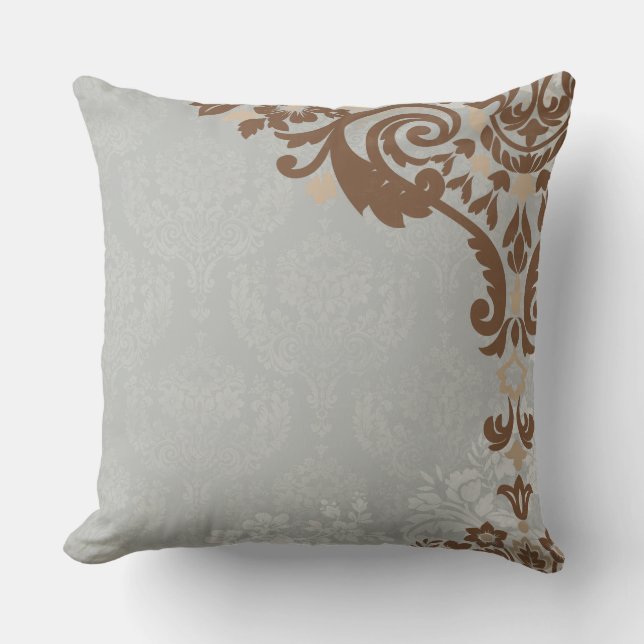 Silver Tan Elegant Square Sierkussen (Voorkant)