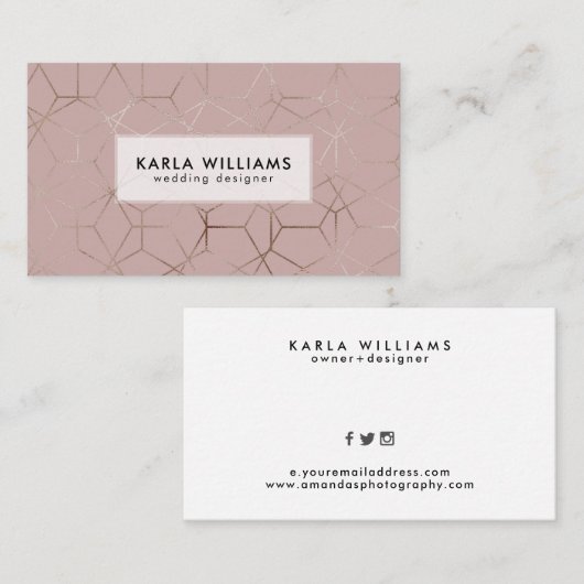 Silver & Tan geometrisch patroon Visitekaartje (Voorkant / Achterkant)