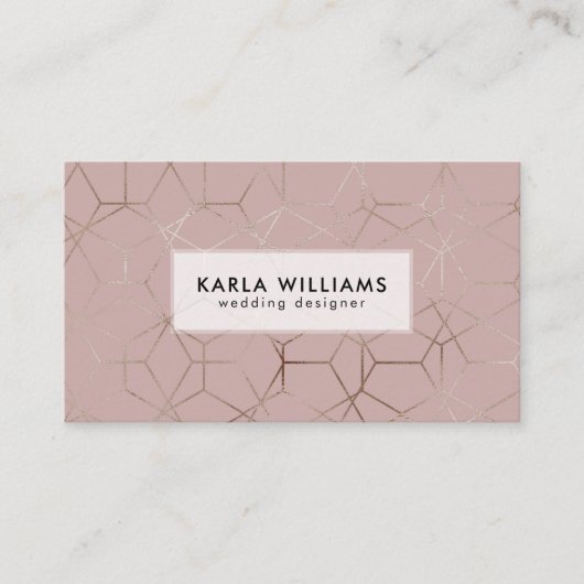 Silver & Tan geometrisch patroon Visitekaartje (Voorkant)