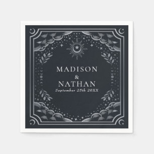 Silver Tarot Kaart Gothic Wedding Napkins Servet