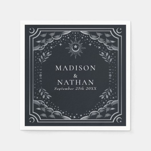 Silver Tarot Kaart Gothic Wedding Napkins Servet (Voorkant)