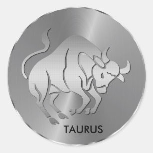 Silver Taurus ♉ de Bull - Zodiac Horoscope Ronde Sticker
