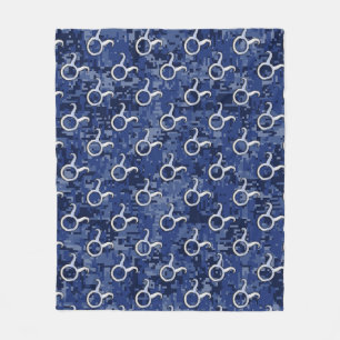 Silver Taurus Zodiac Sign Navy Blue Digital Camo Fleece Deken