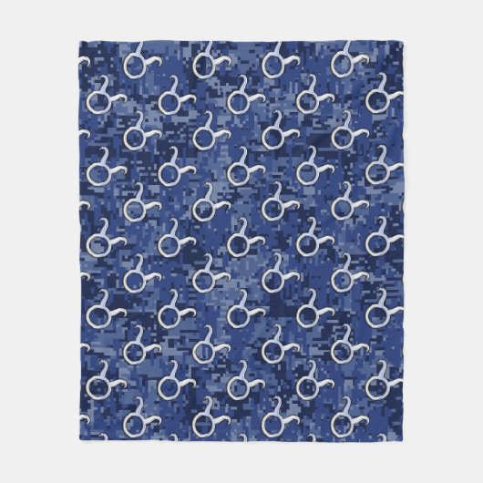 Silver Taurus Zodiac Sign Navy Blue Digital Camo Fleece Deken (Voorkant)