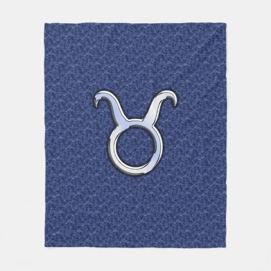 Silver Taurus Zodiac Sign Navy Blue Digital Camo Fleece Deken (Voorkant)