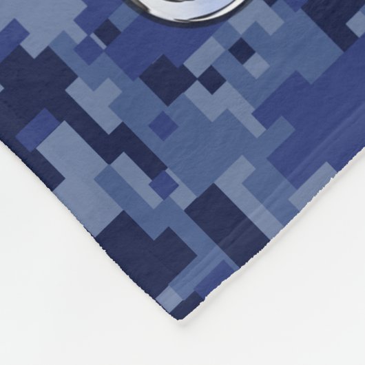 Silver Taurus Zodiac Sign Navy Blue Digital Camo Fleece Deken (Hoek)