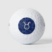 Silver Taurus Zodiac Sign Navy Blue Digital Camo Golfballen (Voorkant)