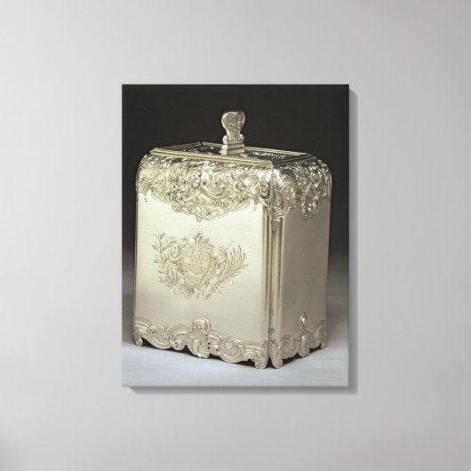 Silver tea canister van Paul de Lamerie Canvas Afdruk (Voorkant)