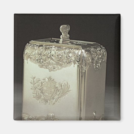 Silver tea canister van Paul de Lamerie Magneet (Voorkant)