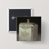 Silver tea canister van Paul de Lamerie Vierkante Button 5,1 Cm (Voorkant /achterkant)