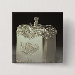 Silver tea canister van Paul de Lamerie Vierkante Button 5,1 Cm