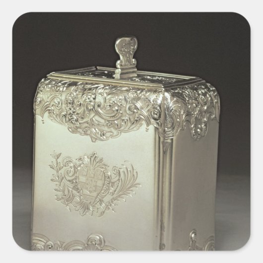 Silver tea canister van Paul de Lamerie Vierkante Sticker (Voorkant)