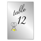 Silver Tennis Thema Table Number Kaart (Achterkant)