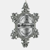 Silver & Text Design 25e bruiloft Jubileum Tin Sneeuwvlok Ornament (Links)