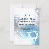 SILVER TEXTURE STAR Bar Bat Mitzvah Party Card Kaart (Voorkant)