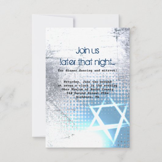 SILVER TEXTURE STAR Bar Bat Mitzvah Party Card Kaart (Voorkant)