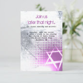 SILVER TEXTURE STAR Bar Bat Mitzvah Party Kaart (Staand voorkant)
