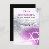 SILVER TEXTURE STAR Bar Bat Mitzvah Party Kaart (Voorkant / Achterkant)