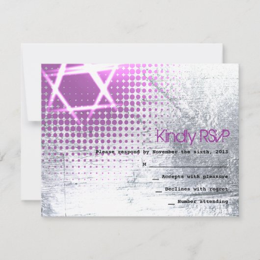 SILVER TEXTURE STAR Bar Bat Mitzvah Reply Kaart (Voorkant)