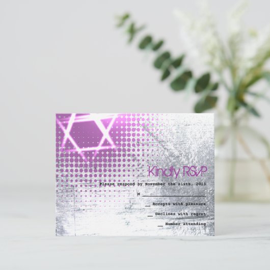 SILVER TEXTURE STAR Bar Bat Mitzvah Reply Kaart (Staand voorkant)