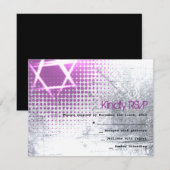 SILVER TEXTURE STAR Bar Bat Mitzvah Reply Kaart (Voorkant / Achterkant)