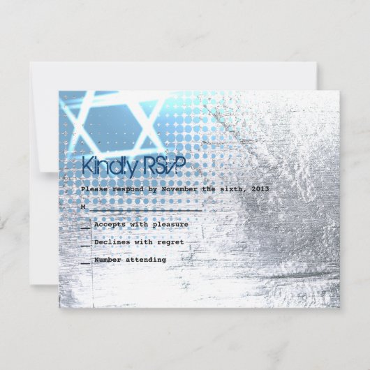 SILVER TEXTURE STAR Bar Bat Mitzvah Reply Kaart (Voorkant)