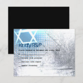 SILVER TEXTURE STAR Bar Bat Mitzvah Reply Kaart (Voorkant / Achterkant)