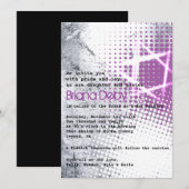 SILVER TEXTURE STAR Bar Bat Mitzvah Uitnodiging (Voorkant / Achterkant)