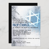 SILVER TEXTURE STAR Bar Bat Mitzvah Uitnodiging (Voorkant / Achterkant)