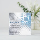 SILVER TEXTURE STAR Bar Bat Mitzvah Uitnodiging (Staand voorkant)