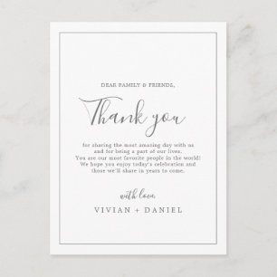Silver Thank You Reception Card minimaliseren Briefkaart