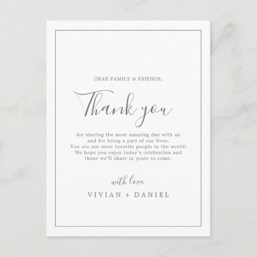 Silver Thank You Reception Card minimaliseren Briefkaart (Voorkant)